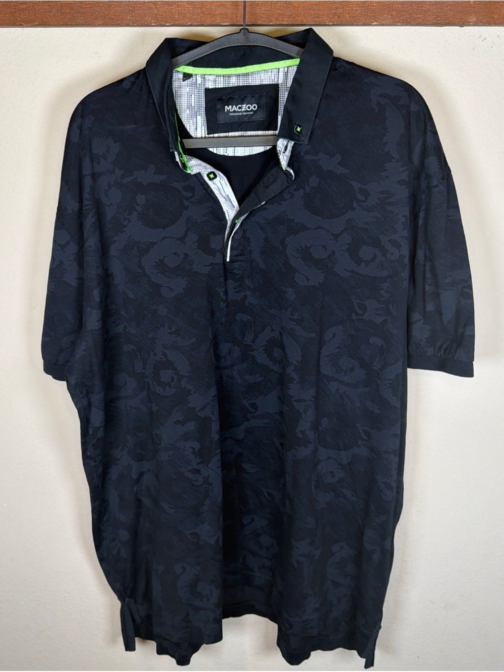 Maceoo Polo Shirt Mens 6/2XL Black Gray Floral Short Sleeve